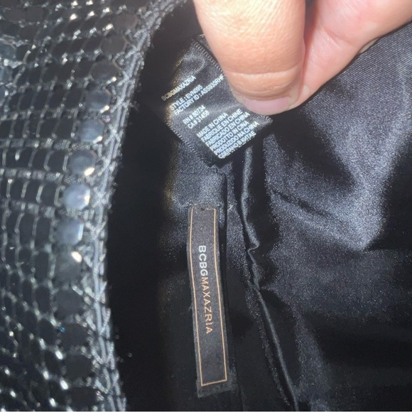 BCBGMaxAzria Shiny Sequin Envelope Clutch, Silvertone Hardware - Picture 8 of 13